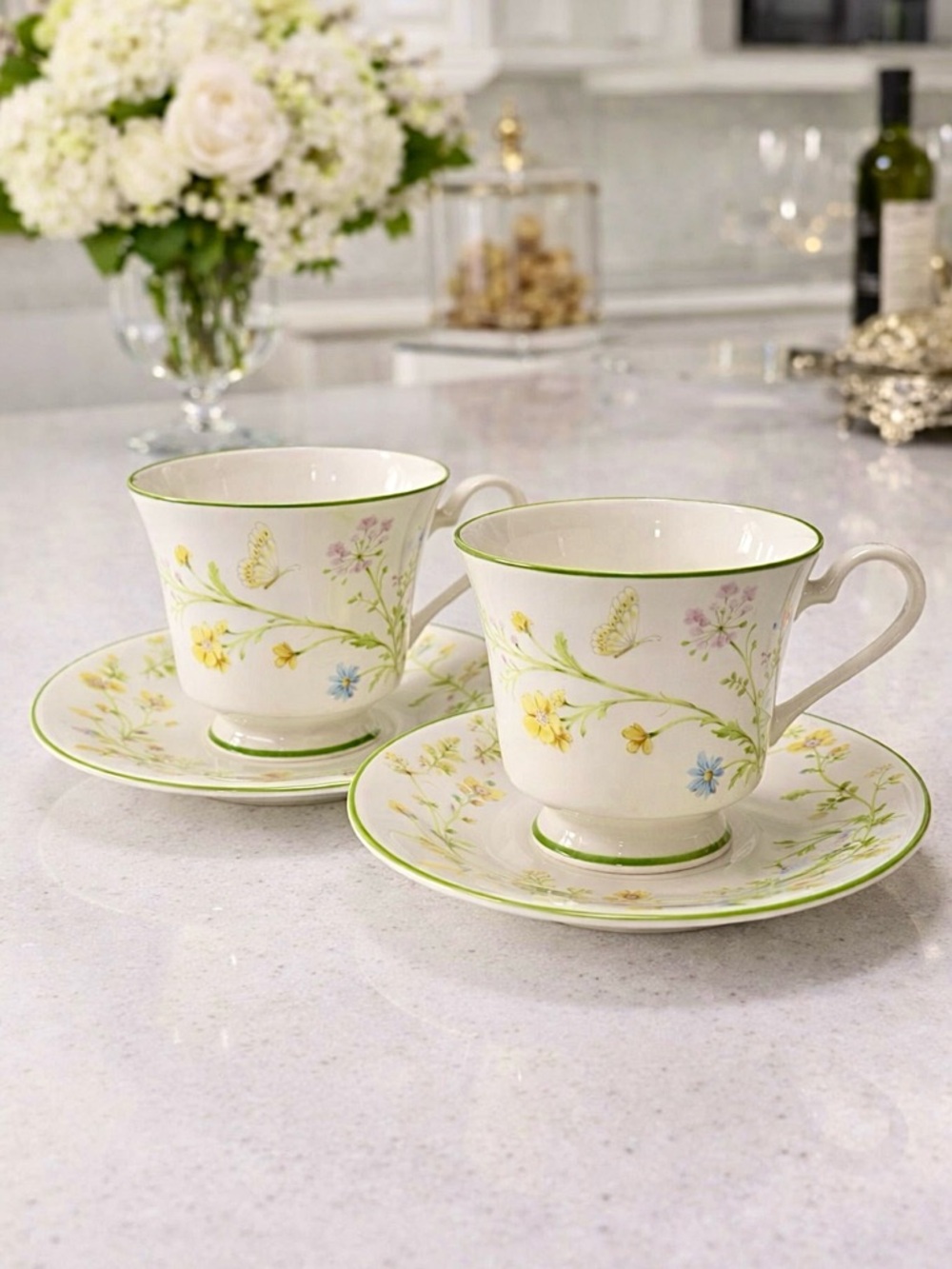 2 Sets of Reverie By Noritake Wildflowers and Butterfly